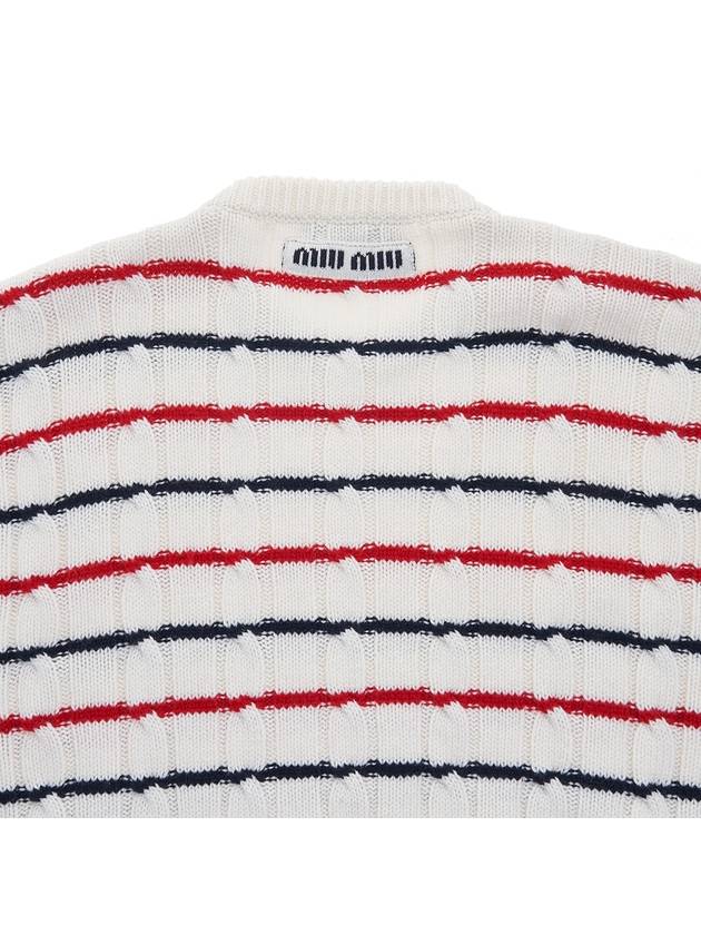 Striped Cashmere Knit Top White - MIU MIU - BALAAN 8