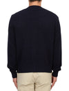 Heart Logo V Neck Cashmere Cardigan Navy - AMI - BALAAN 5