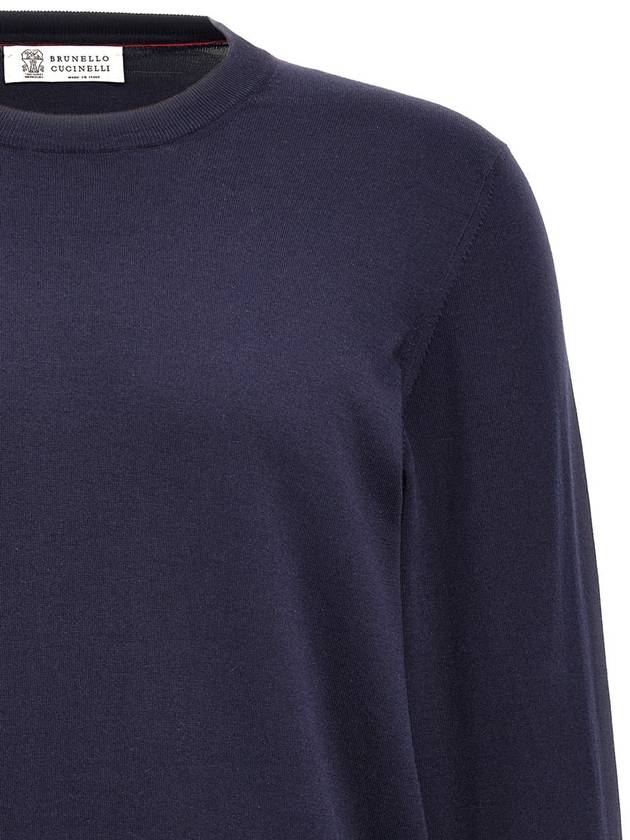 Plain Cotton Knit Top Navy - BRUNELLO CUCINELLI - BALAAN 4