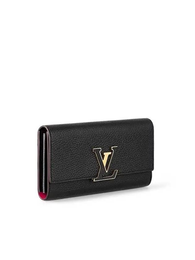 Capucines Taurillon Leather Medium Wallet Black Pink - LOUIS VUITTON - BALAAN 3