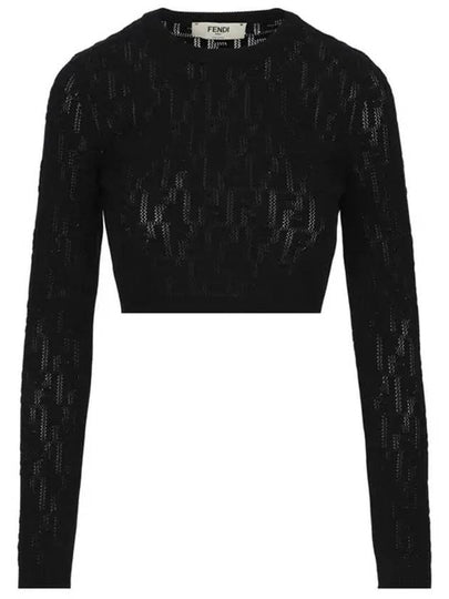 Cropped Knit Top Black - FENDI - BALAAN 2