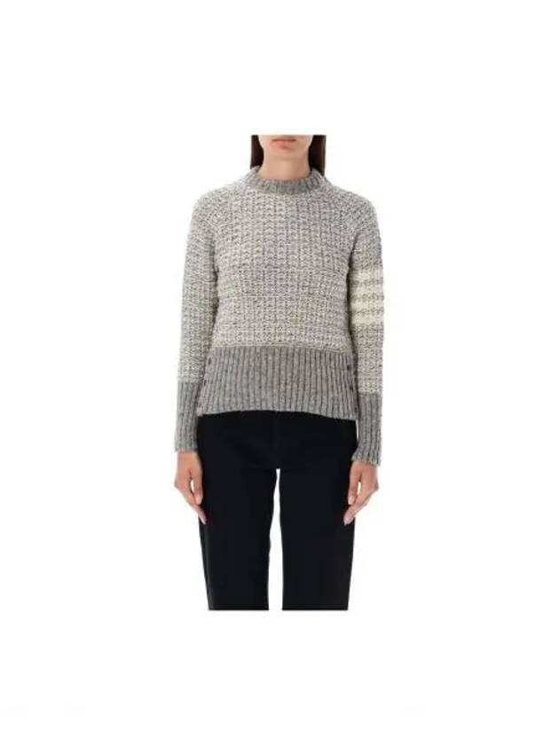 Tuck Stitch Raglan Sleeve Crew Neck Knit Top Grey - THOM BROWNE - BALAAN 2