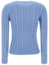 Embroidered Logo Pony Cable Knit Top Blue - POLO RALPH LAUREN - BALAAN 4