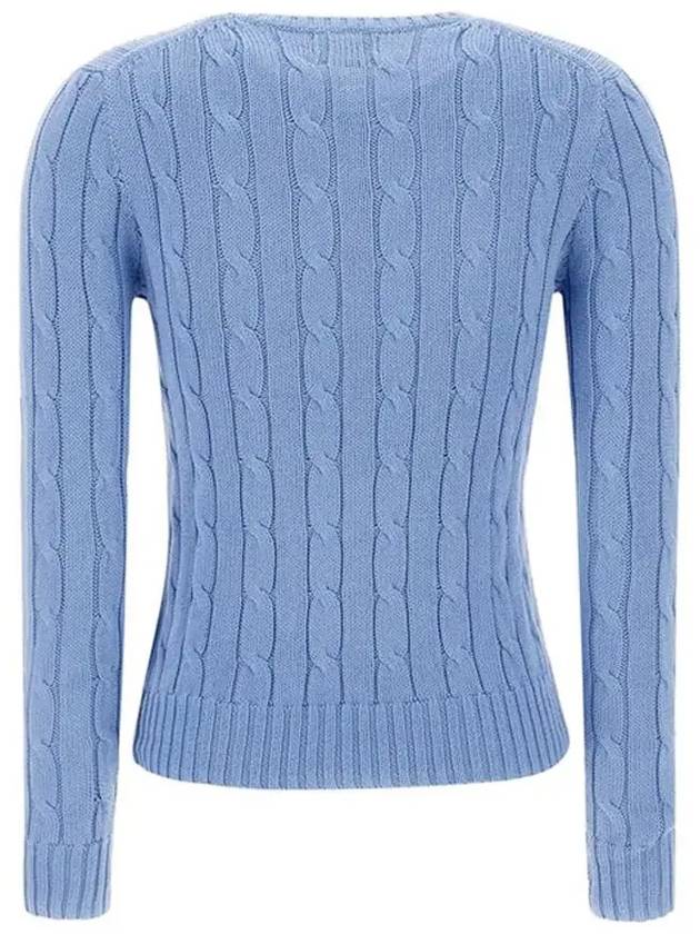 Embroidered Logo Pony Cable Knit Top Blue - POLO RALPH LAUREN - BALAAN 4