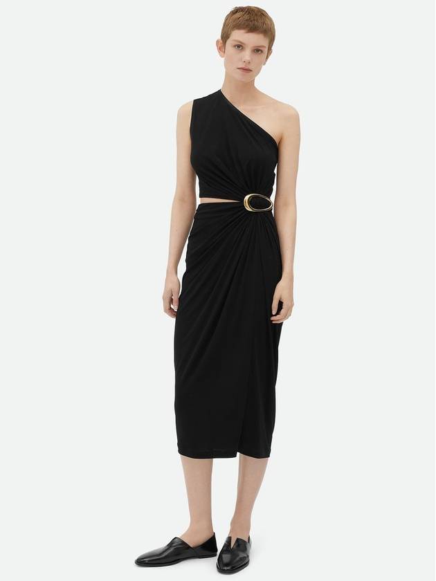 Crepe Viscose Jersey Midi Dress Black - BOTTEGA VENETA - BALAAN 2