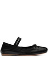 Women's Logo Leather Ballerinas Black - MIU MIU - BALAAN 2