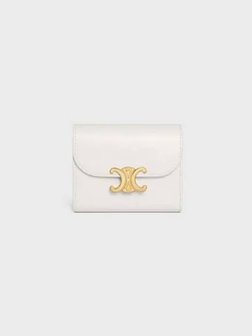 Shiny Triomphe Small Calfskin Half Wallet White - CELINE - BALAAN 1