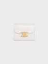 Triomphe Small Shiny Calfskin Half Wallet White - CELINE - BALAAN 2