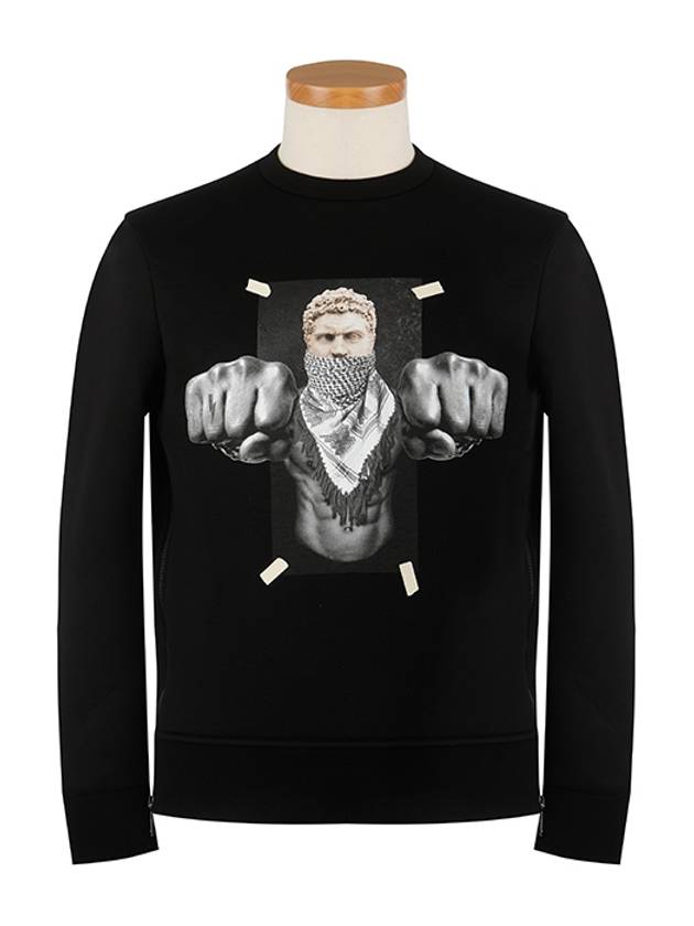 neoprene boxing print sweatshirt black - NEIL BARRETT - BALAAN 2