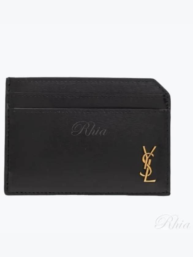 Tiny Cassandre Open Shiny Leather Card Wallet Black - SAINT LAURENT - BALAAN 2