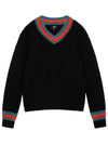 Mohair Tennis Sweater Black 117142 Mohair Tennis Sweater Black - STUSSY - BALAAN 1