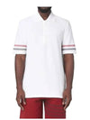 Men's RWB Stripe Cotton Polo Shirt White - THOM BROWNE - BALAAN 5