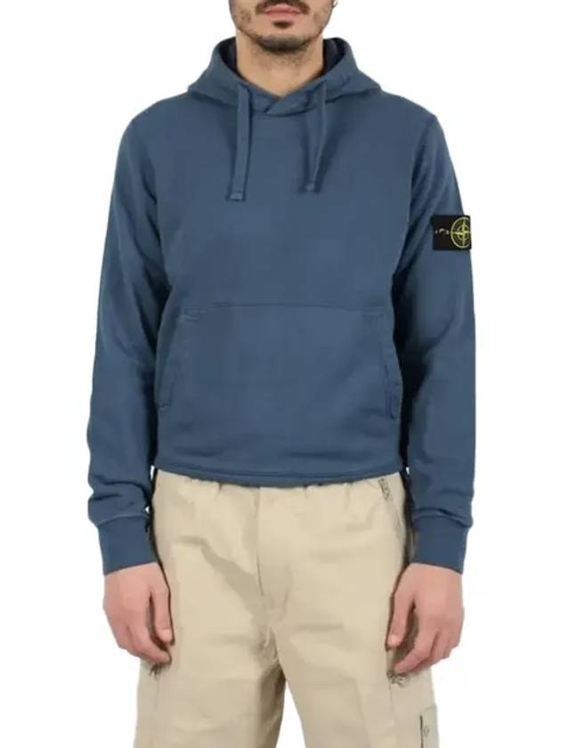 Logo Patch Cotton Fleece Hoodie Blue - STONE ISLAND - BALAAN 3