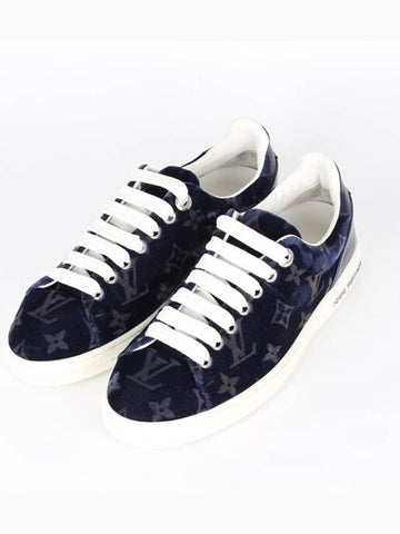 Monogram Velvet Sneakers Navy 35 220 - LOUIS VUITTON - BALAAN 1