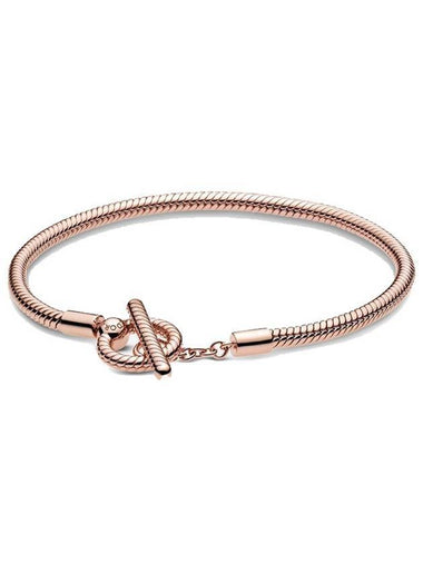 Moments T-Bar Snake Chain Bracelet Rose Gold - PANDORA - BALAAN 1