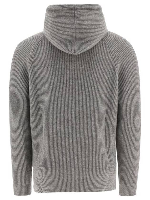 Cashmere English Rib Knit Hooded Cardigan Light Gray - BRUNELLO CUCINELLI - BALAAN 3