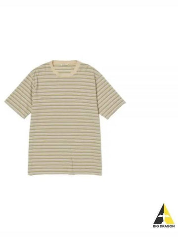 24 HARD TWIST COTTON BORDER TEE BEIGE A24ST02BR short sleeve t shirt - AURALEE - BALAAN 1