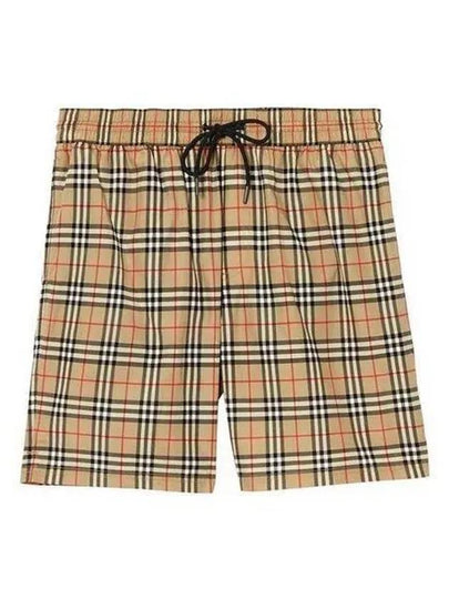 Men's Small Scale Check Drawstring Swim Shorts Beige - BURBERRY - BALAAN 2