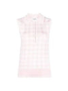 Gingham Silk Jacquard 4 Bar Polo Sleeveless Cardigan Pink - THOM BROWNE - BALAAN 2