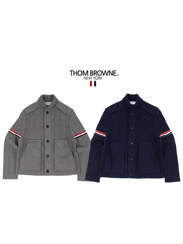 Armband Double Face Shawl Collar Cashmere Cotton Jacket MKJ113A Y3028 - THOM BROWNE - BALAAN 1