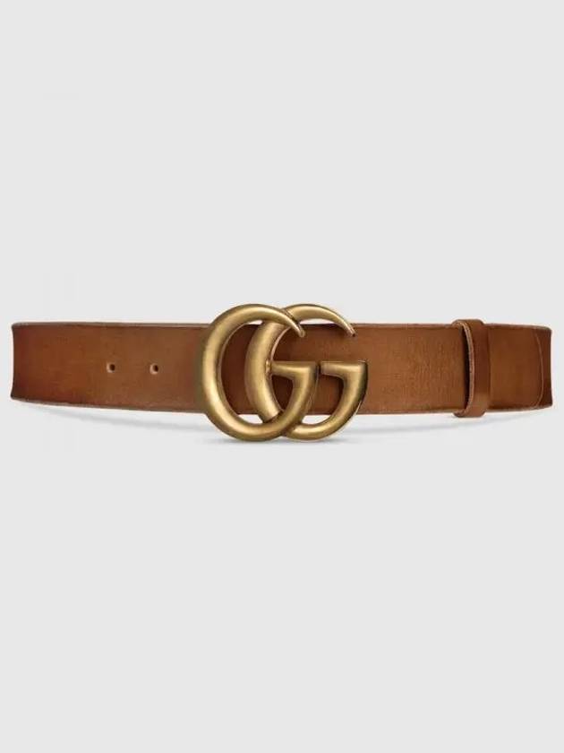 GG Marmont Wide Leather Belt Brown - GUCCI - BALAAN 2