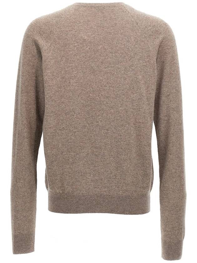 Cassandre crew neck long sleeve knit top beige - SAINT LAURENT - BALAAN 3