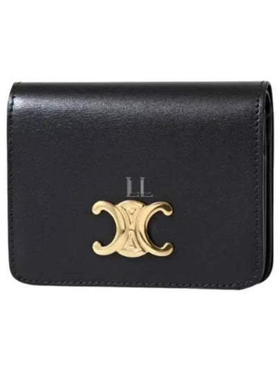 Triomphe Compact Shiny Calfskin Half Wallet Black - CELINE - BALAAN 2