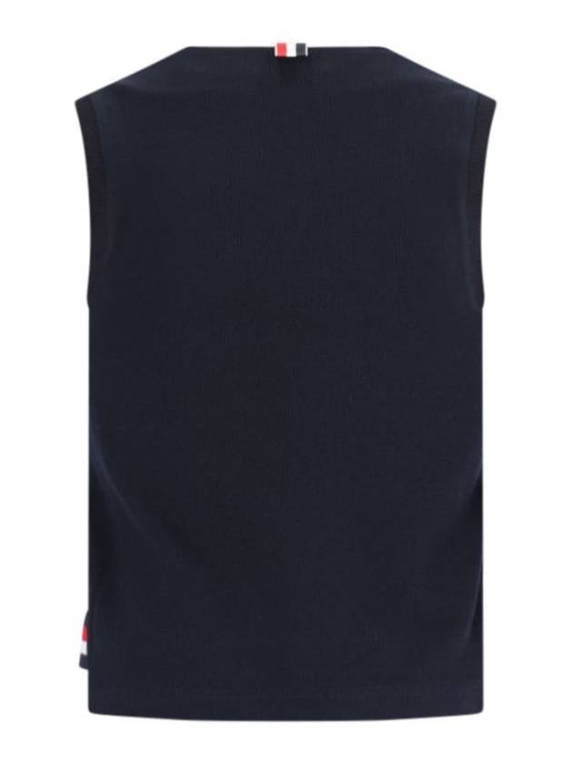 Women's Pick Rib Gusset Boat Neck Sleeveless Navy - THOM BROWNE - BALAAN 3