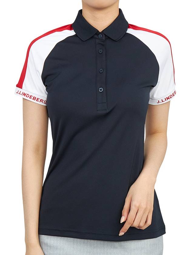 Women's Perinne Polo Short Sleeve T-Shirt Navy - J.LINDEBERG - BALAAN 6