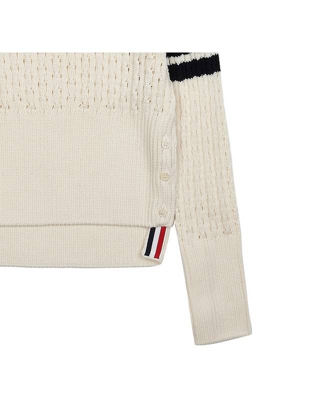 4 Bar Pointelle Knit Top White - THOM BROWNE - BALAAN 10