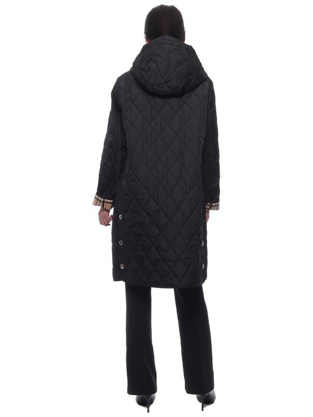 Women's Diamond Quilted Hoodie Single Coat Black - BURBERRY - BALAAN 6