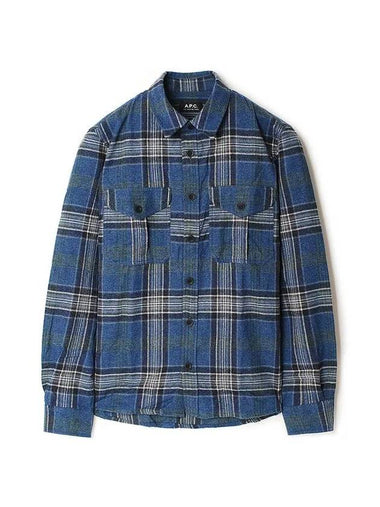 Breton Over Check Long-Sleeve Shirt Navy Blue - A.P.C. - BALAAN 1