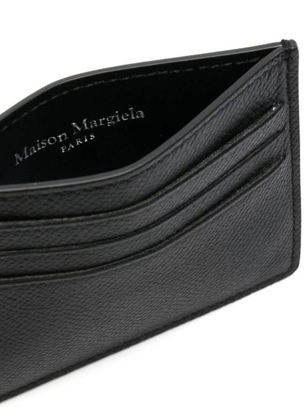 Stitched Grain Leather Card Wallet Black - MAISON MARGIELA - BALAAN 3