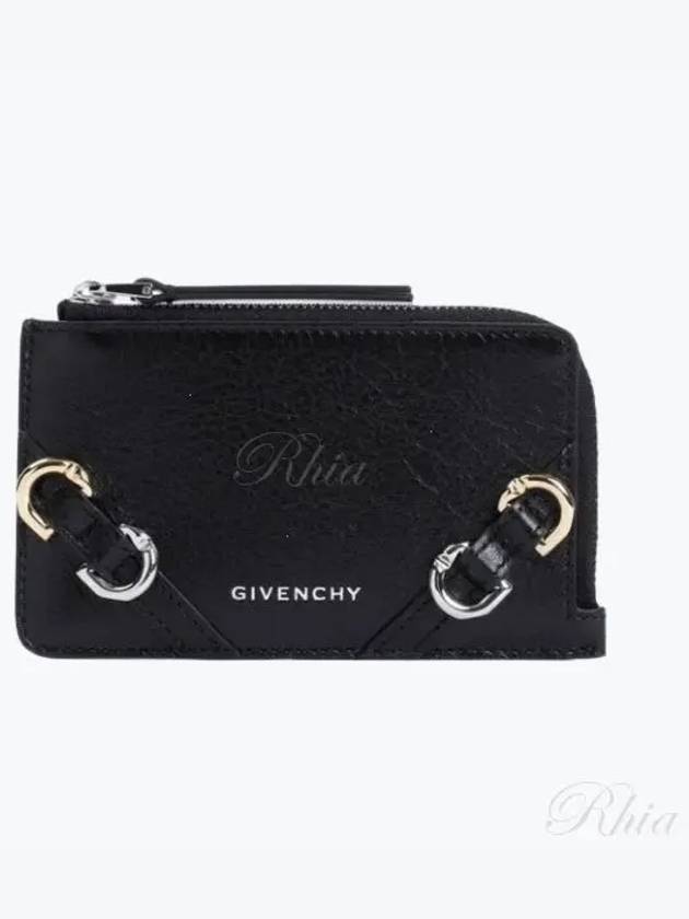 Voyou Zipper Leather Card Wallet Black - GIVENCHY - BALAAN 2