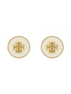 Kira Enamel Circle Stud Earrings White Gold - TORY BURCH - BALAAN 2