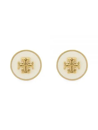 Kira Enamel Circle Stud Earrings White Gold - TORY BURCH - BALAAN 2