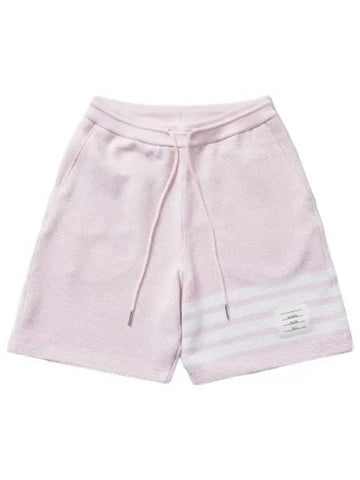 Cotton Ottoman Rib Diagonal S Shorts Pants Pastel Pink - THOM BROWNE - BALAAN 1