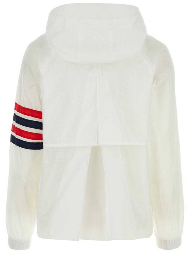 4 Bar Ripstop Polyamide Windbreaker White - THOM BROWNE - BALAAN 3