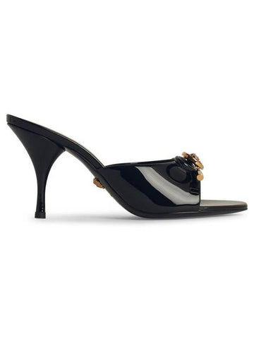 Versace Black Leather Sandals - VERSACE - BALAAN 1