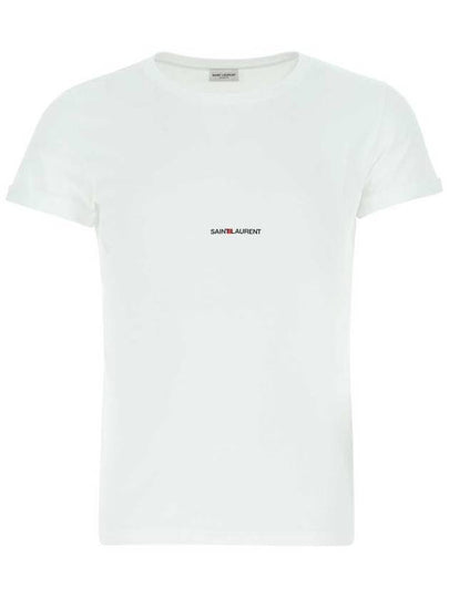 Men's Small Logo Short Sleeve T-Shirt White - SAINT LAURENT - BALAAN 2