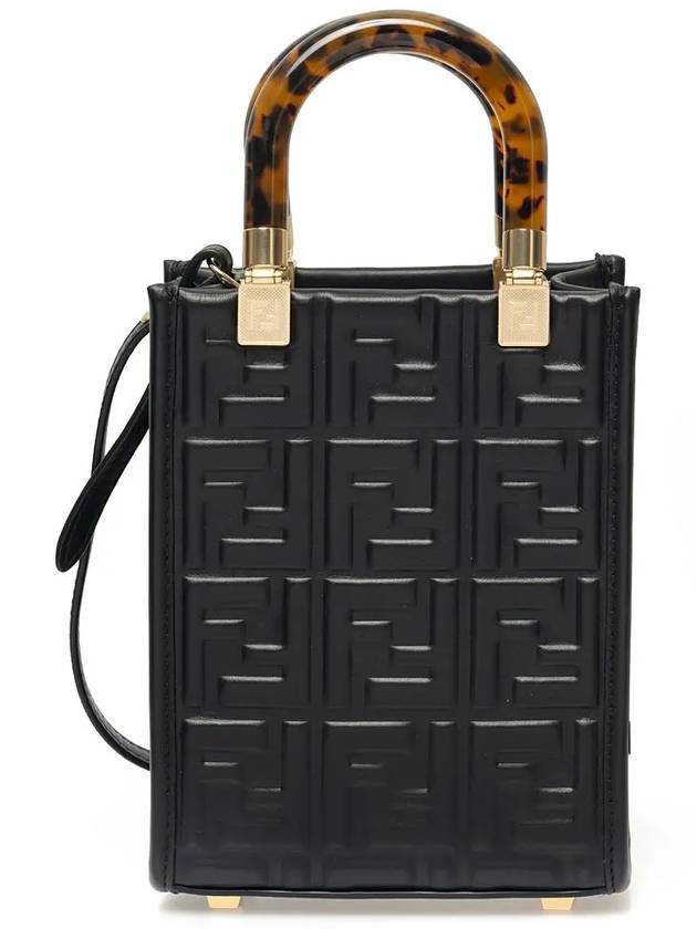 Sunshine FF Motif Small Leather Tote Bag Black - FENDI - BALAAN 3