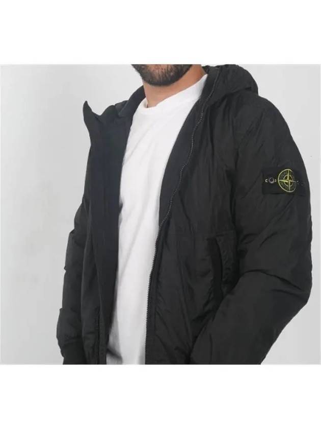 Men's Garment Dyed Crinkle Reps Recycled Nylon Primaloft TC Hooded Jacket Black - STONE ISLAND - BALAAN 2