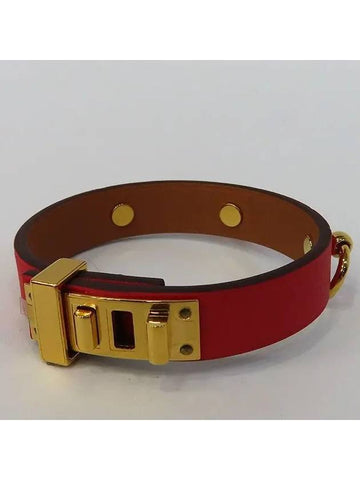 Red leather MINI DOG gold ring women s bracelet - HERMES - BALAAN 1