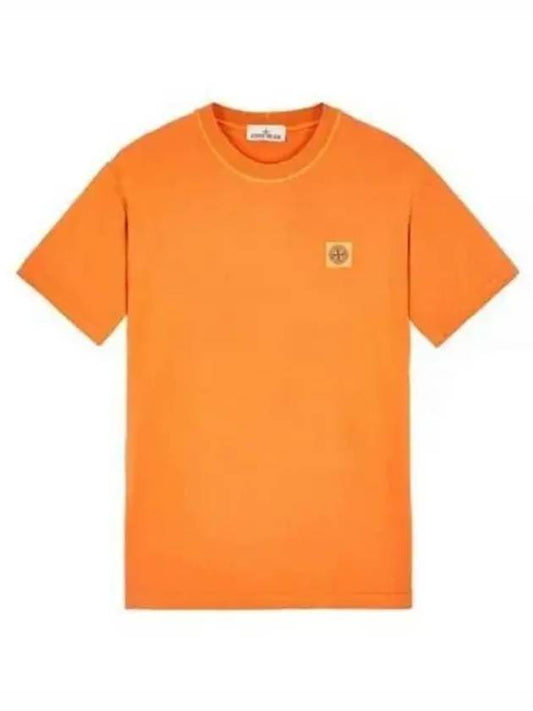 Pisato Effect Logo Patch Short Sleeve T-Shirt Orange - STONE ISLAND - BALAAN 2