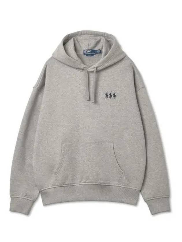 Pony Trio Big Fit Heavyweight Fleece Hoodie Gray - POLO RALPH LAUREN - BALAAN 1