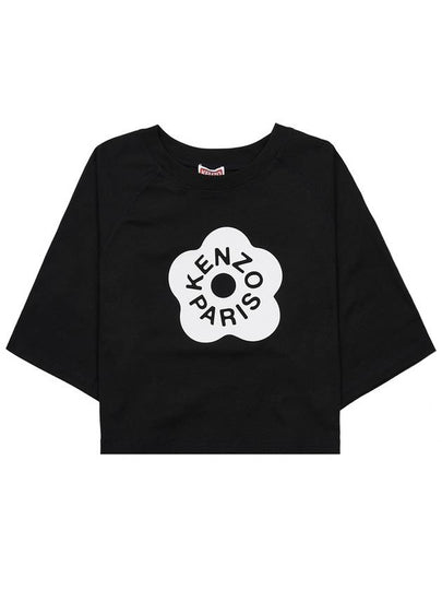 Women's Boke Cotton Crop Short Sleeve T-Shirt Black - KENZO - BALAAN 2