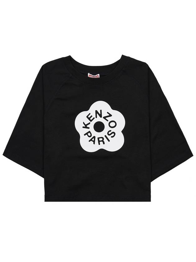 Women's Boke Cotton Crop Short Sleeve T-Shirt Black - KENZO - BALAAN 11