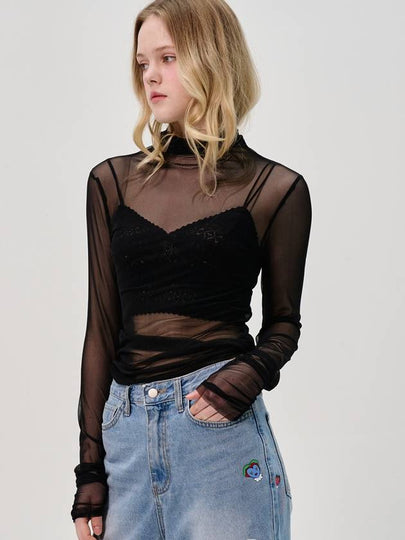 Sleeve shirring see through turtleneck black - SORRY TOO MUCH LOVE - BALAAN 2