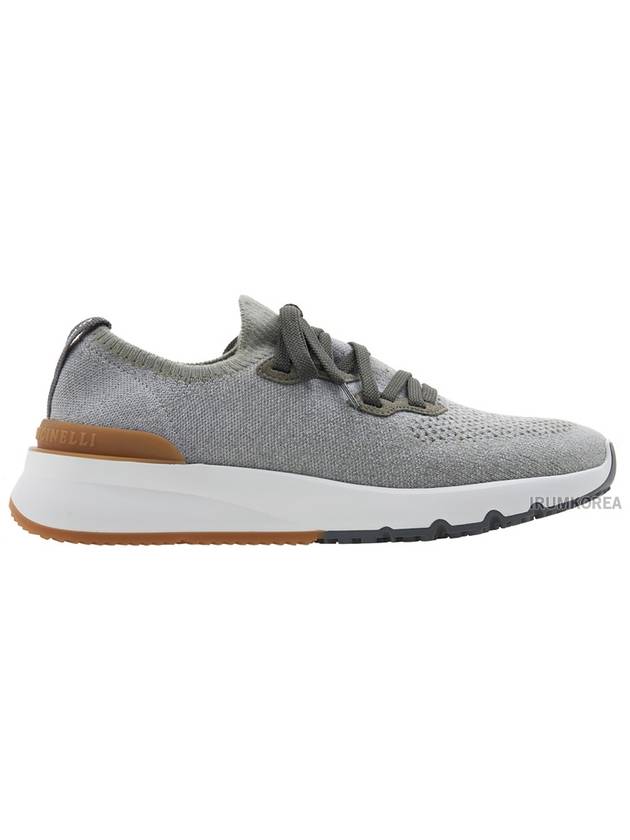 Stretch Knit Low Top Sneakers Grey Green - BRUNELLO CUCINELLI - BALAAN 3