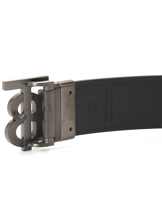 Men's Check Reversible Leather Belt Charcoal Graphite - BURBERRY - BALAAN 5